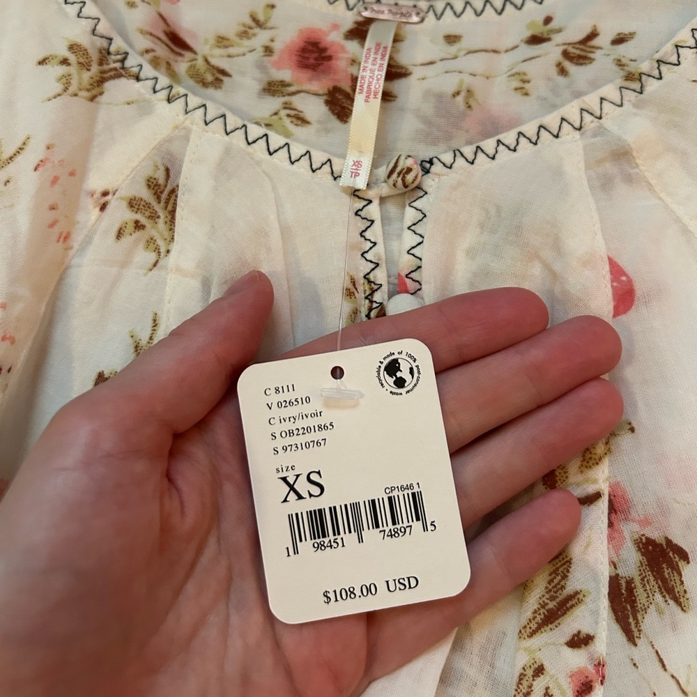 NWT Free People Camilla Printed Blouse - Picture 5 of 9